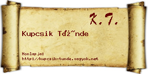 Kupcsik Tünde névjegykártya